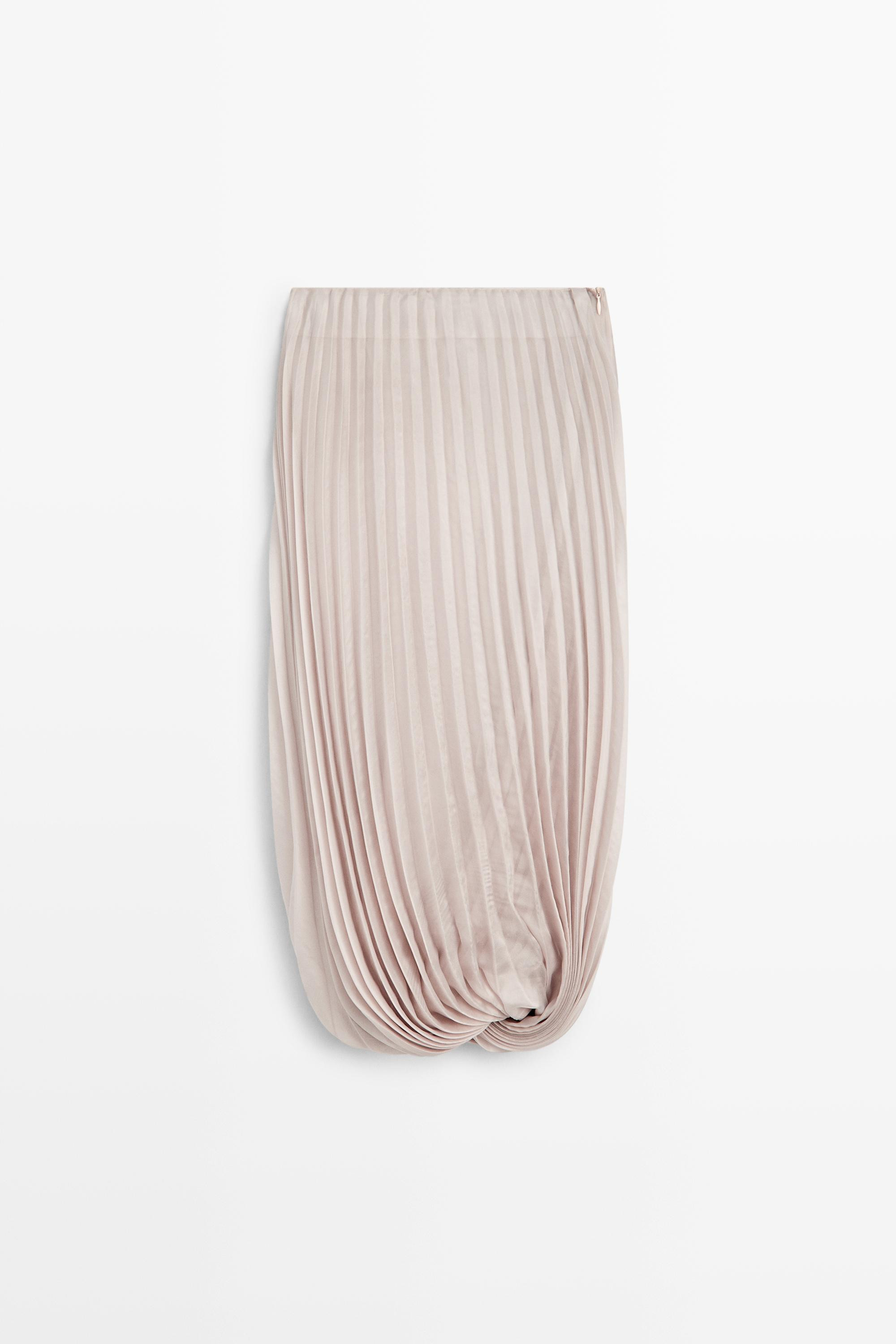 Pleated Bubble Hem Midi Skirt - STUDIO | Massimo Dutti US