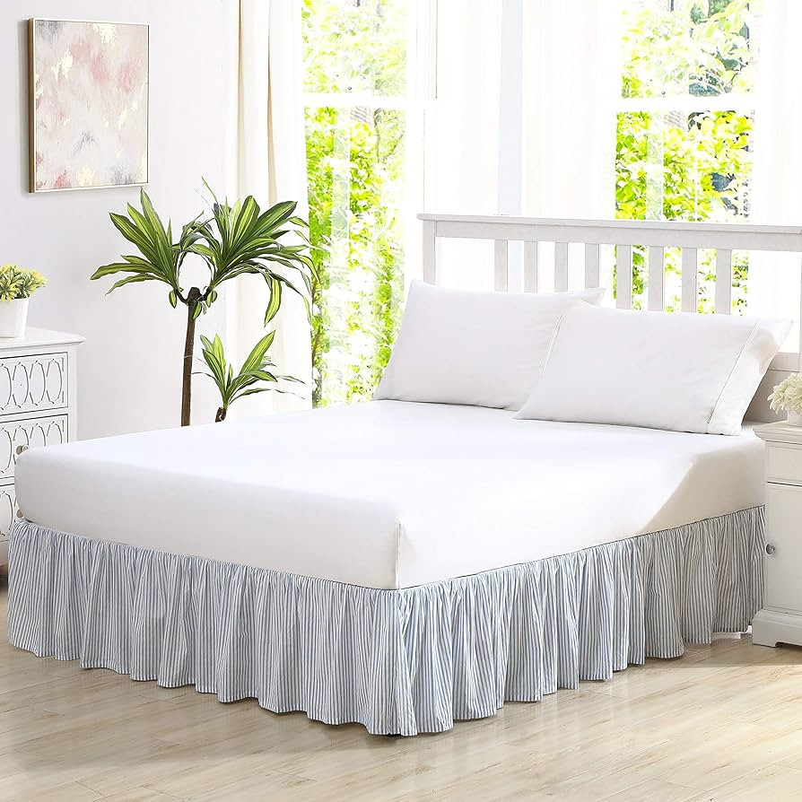 Laura Ashley Home - Cotton Ruffled Bedskirt, Lightweight Home Decor with Classic Style (Blue, Ful... | Amazon (US)