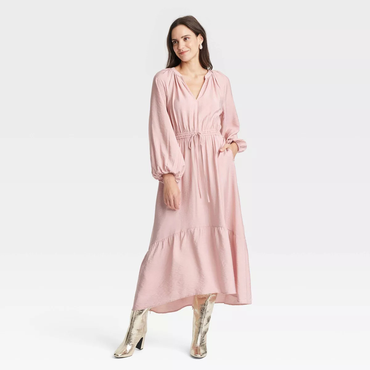Women's Balloon Long Sleeve Tiered Midi Dress - A New Day™ | Target