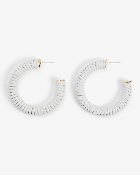 Leather Wrapped Post Back Hoop Earrings | Express