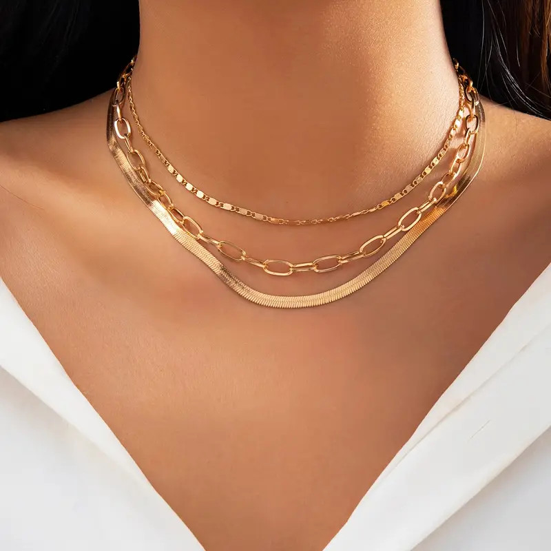 Simple Style Flat Snake Copper Chain Multilayer Stackable - Temu | Temu Affiliate Program