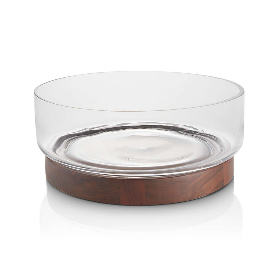 Prospect Wood Base Glass Serving Bowl + Reviews | Crate and Barrel | Crate & Barrel
