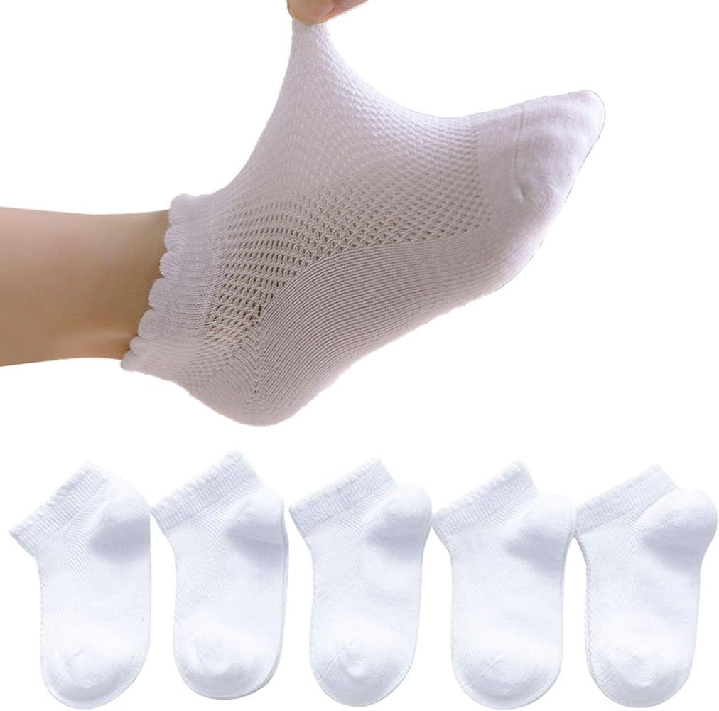 Looching 5 Pack Baby Girls Boys Mesh Thin Socks Cotton Low Cut Kids Toddler No Show Ankle Socks 1... | Amazon (US)