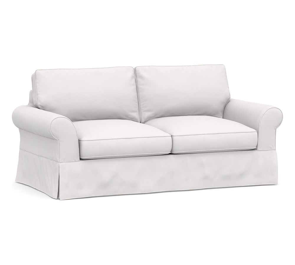 PB Comfort Roll Arm Slipcovered Sofa 82"", 2X2, Box Edge, Down Blend Wrapped Cushions, Twill White | Pottery Barn (US)