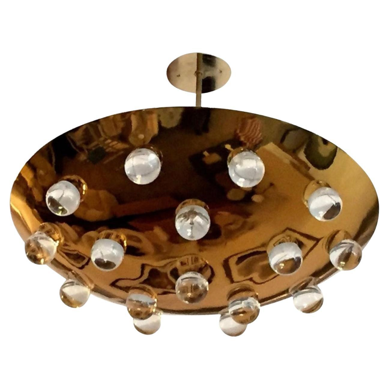 Golden French 1960s Pendant Flush Light | 1stDibs