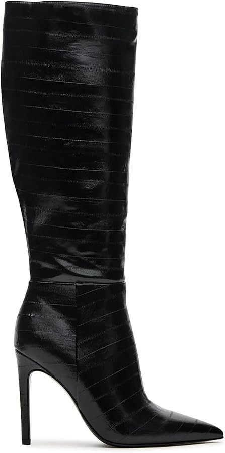 DOEYG Brown Cow Animal Print Knee High Boots for Women Pointed Toe Heeled Stiletto Boots Dressy F... | Amazon (US)