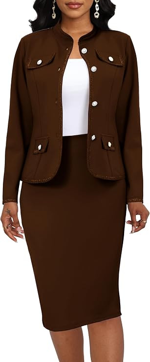 Suits Dress for Women Business Skirt Sets Elegant Jacket and Pencil Skirt | Women's 2 Piece Skirt... | Amazon (US)