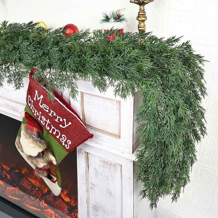 5ft Christmas Cedar Garland, Real Touch Pine Garland, Realistic Cypress Garlands Christmas Decora... | Amazon (US)