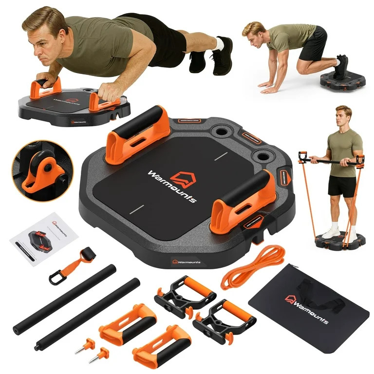 Warmounts 7-in-1 Adjustable Push up Board with Resistance Bands & Door Anchor - Full Body Workout... | Walmart (US)