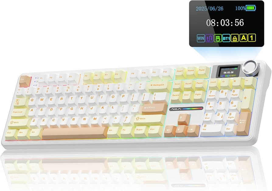 AULA F108 PRO - Wireless Mechanical Keyboard with Screen&Knob,Hot Swappable Gaming Keyboard with ... | Amazon (US)