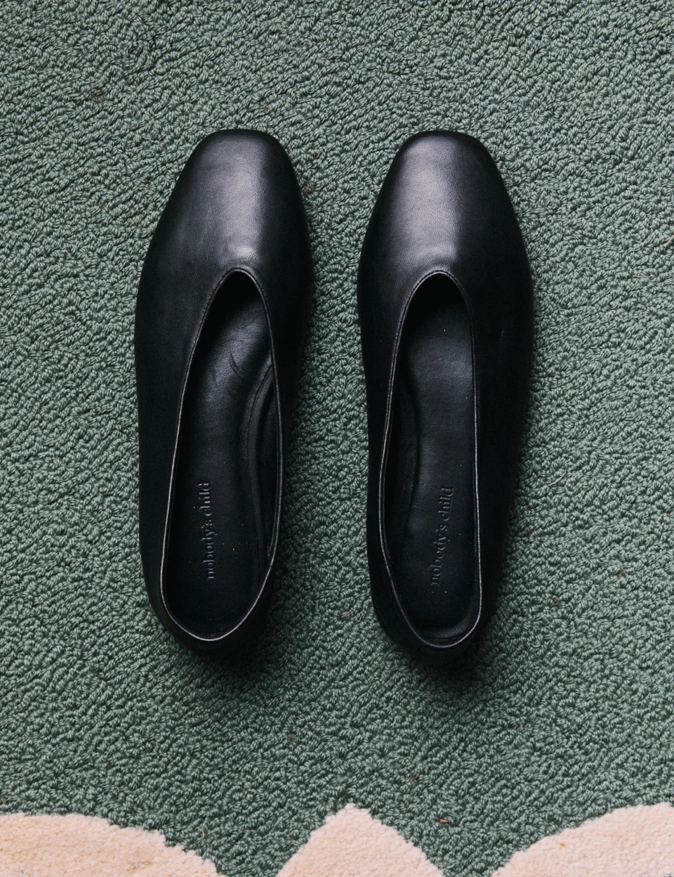 Black Leather High Vamp Ballet Flats | Nobody's Child