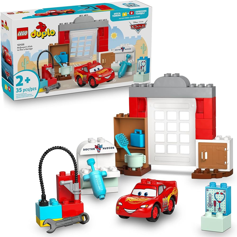 LEGO DUPLO Disney and Pixar Cars McQueen’s Visit to Doc’s Garage - Lightning McQueen Cars Toy... | Amazon (US)