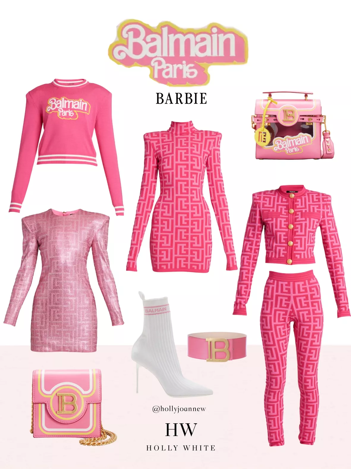 Balmain x Barbie Pink x Yellow Leather Mini Chain Crossbody Flap