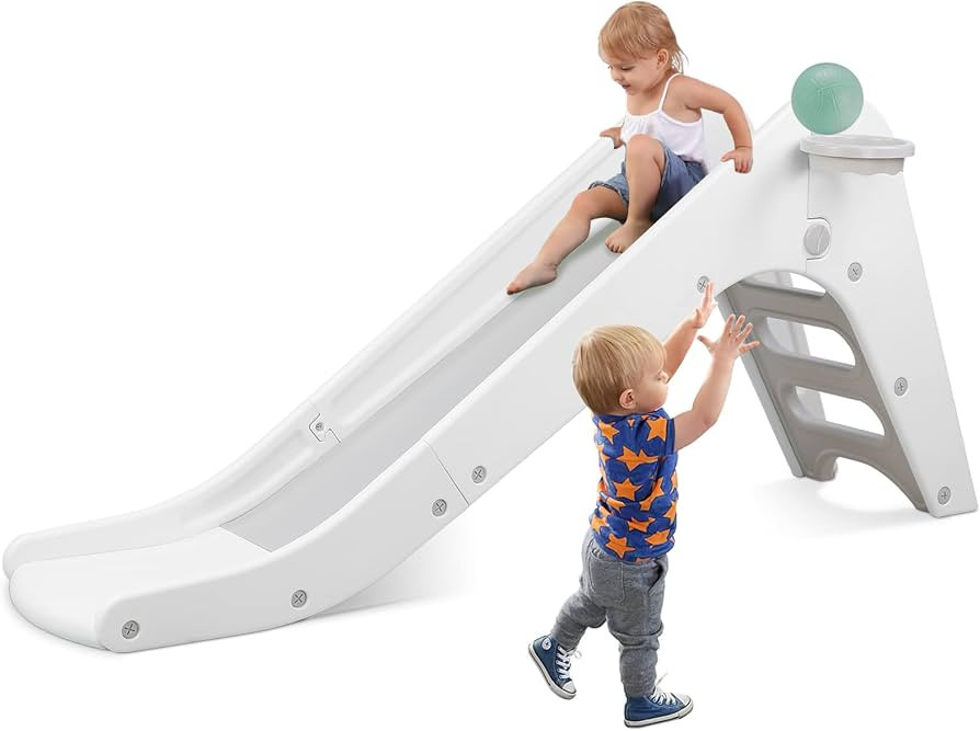 Arlopu Freestanding Kids Slide, Toddler Slide Climber with Basketball Hoop & Ball, Baby Playset w... | Amazon (US)