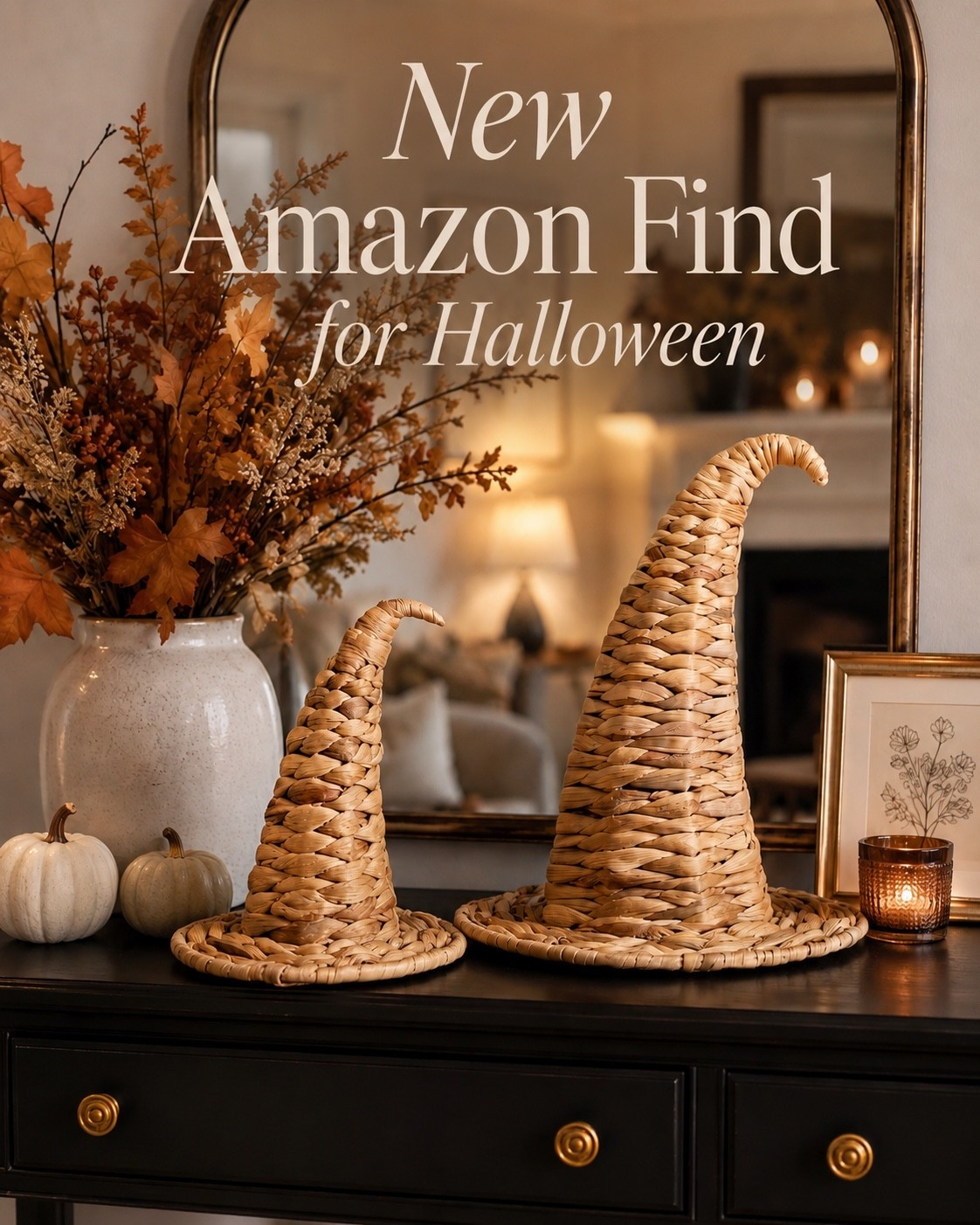 These wicker witch hats are too cute. #amazonhalloween #halloweenfinds #amazonfallfinds