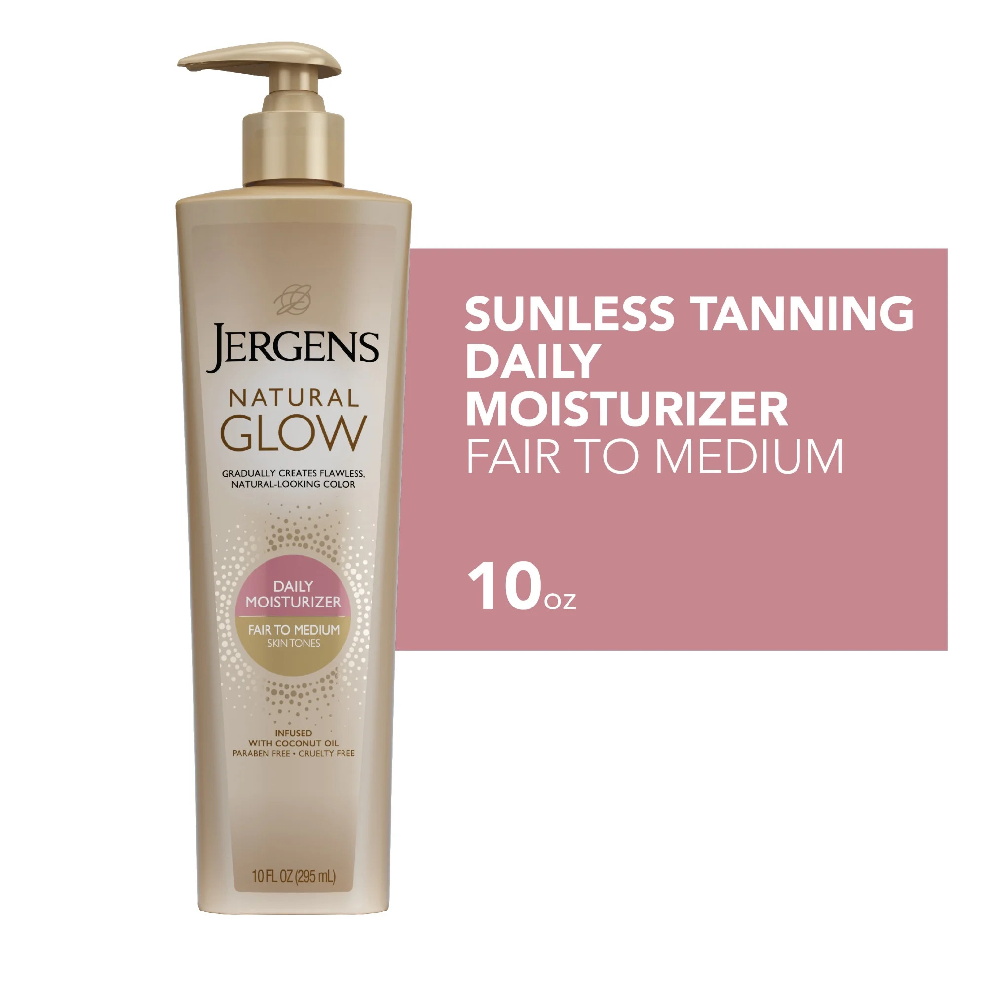 Jergens Natural Glow Sunless Tanning Lotion, Fair to Medium Skin Tone, 10 fl oz - Walmart.com | Walmart (US)