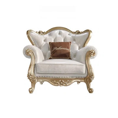 European Light Luxury Leather Carved Chair 43.7 Wide | Wayfair North America