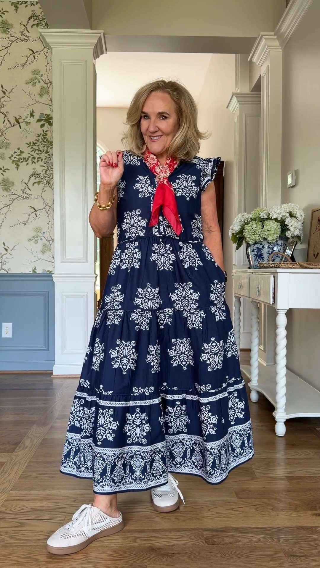 A classic navy and white summer dress with the cutest Americana feel. Loving this look for parades, barbecues, and festive summer weekends. 🫶🏻 

 #LTKootd #LTKstorytime #LTKSeasonal