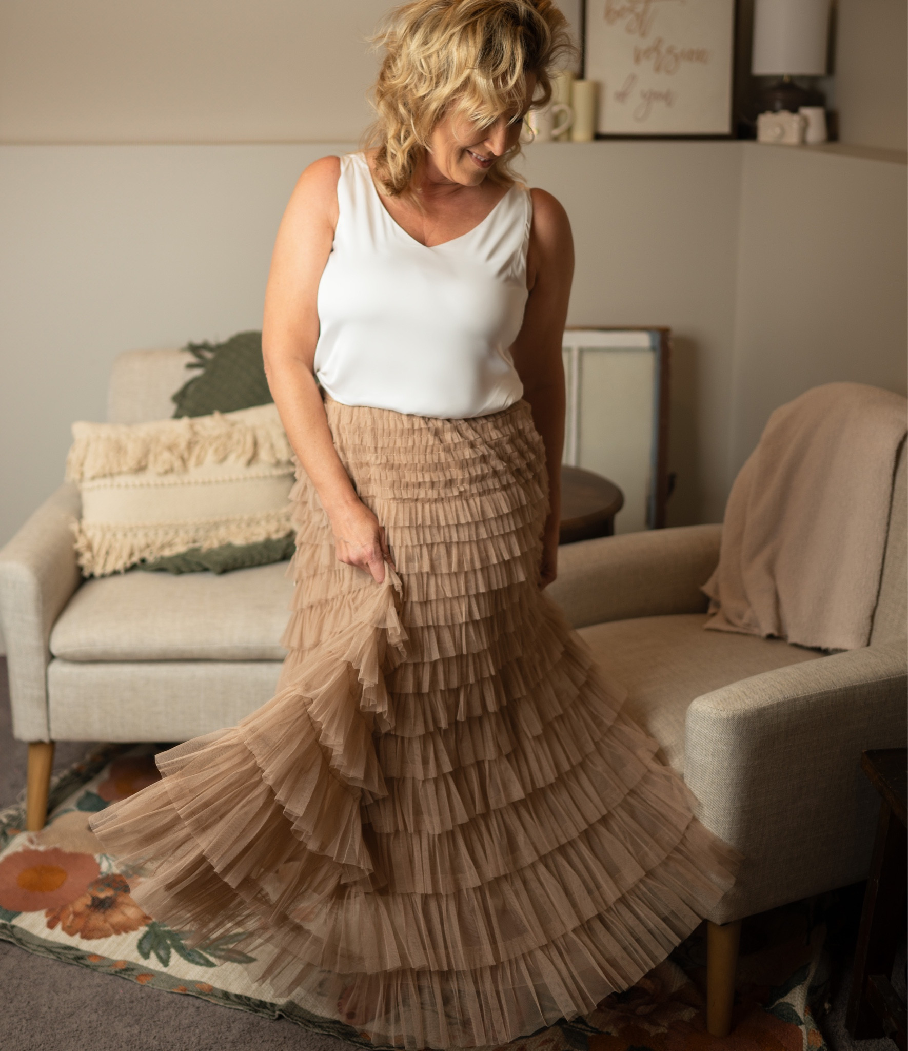 Layered in confidence ✨ Neutral tones, timeless style, and a little twirl to remind you that joy is always in season! 

#LTKFindsUnder50 #LTKFindsUnder100 #LTKOver40