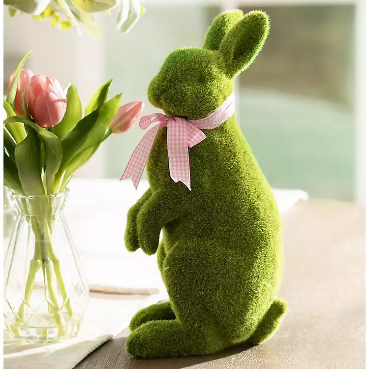 Moss Bunny with Bow Figurine, 13 in. | Kirklands