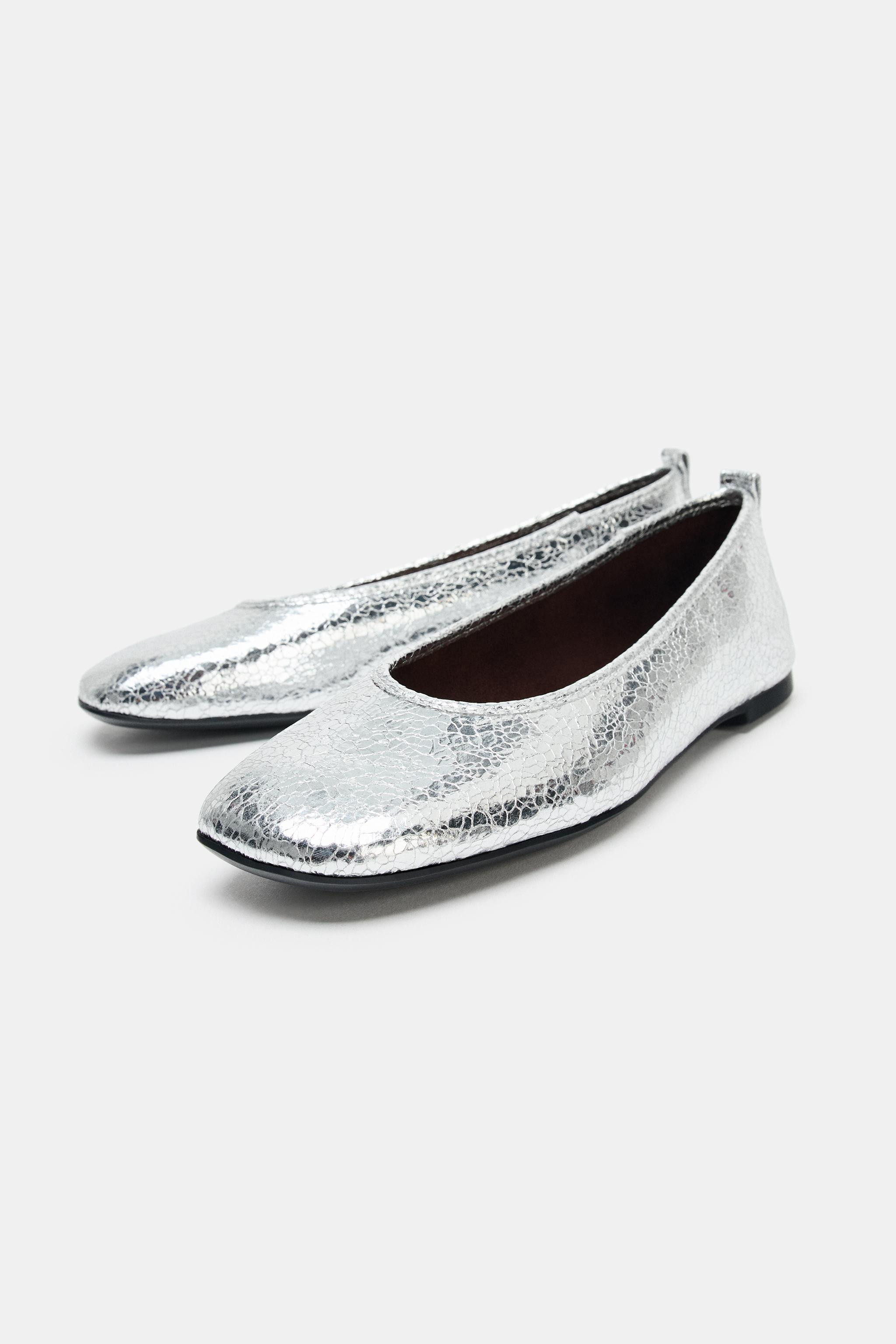 METALLIC EFFECT BALLET FLATS | Zara UK