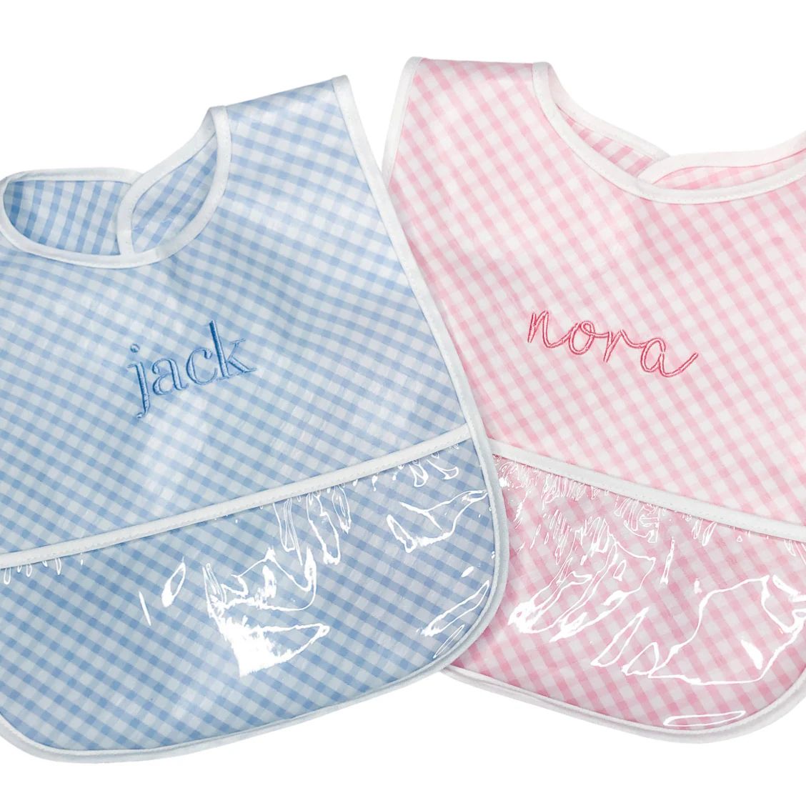 Pink Check Laminated Bib | Lovely Little Things Boutique