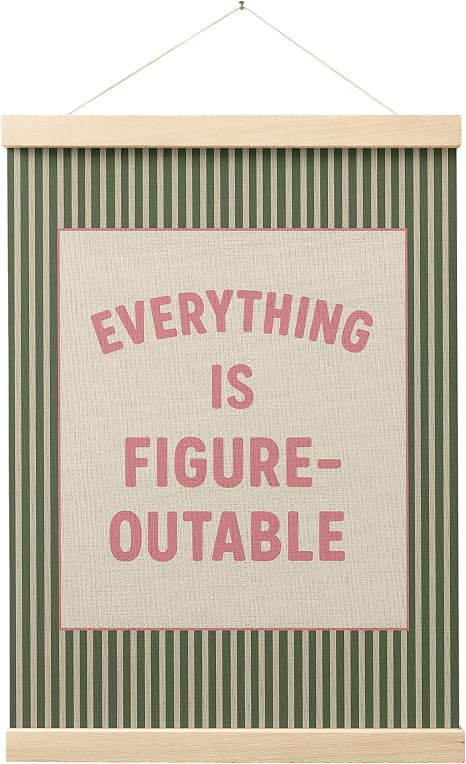 FGFK Everything Is Figureoutable Positive Affirmations Wall Art Poster Hanger Frame, Retro Pink a... | Amazon (US)