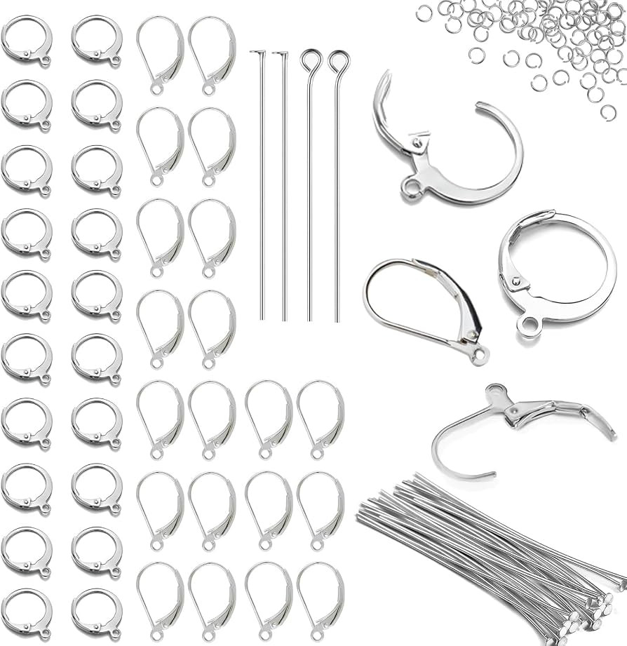 180Pcs No Tarnish Leverback Hooks & Pins for Earring Making, stino Hypoallergenic Stainless Steel... | Amazon (US)