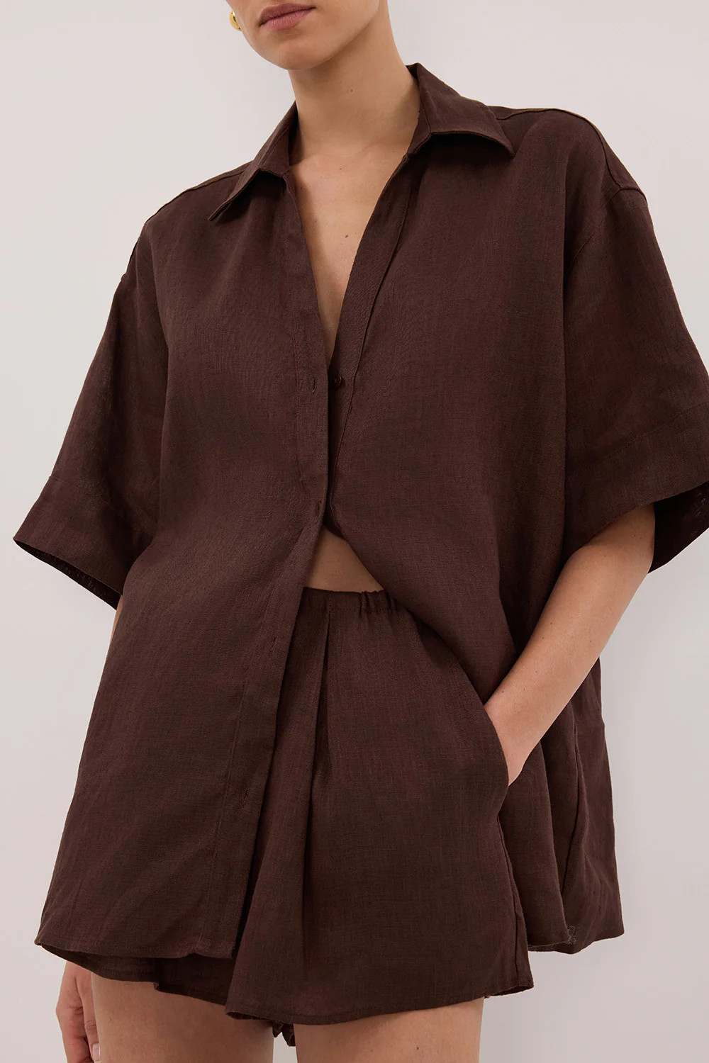 HELENA COCOA LINEN SHORT | DISSH