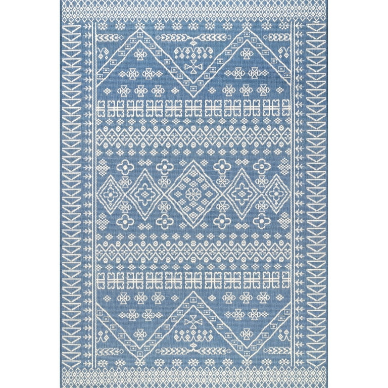 nuLOOM Kandace Tribal Indoor/Outdoor Area Rug, 7' 6" x 10' 9", Blue | Walmart (US)