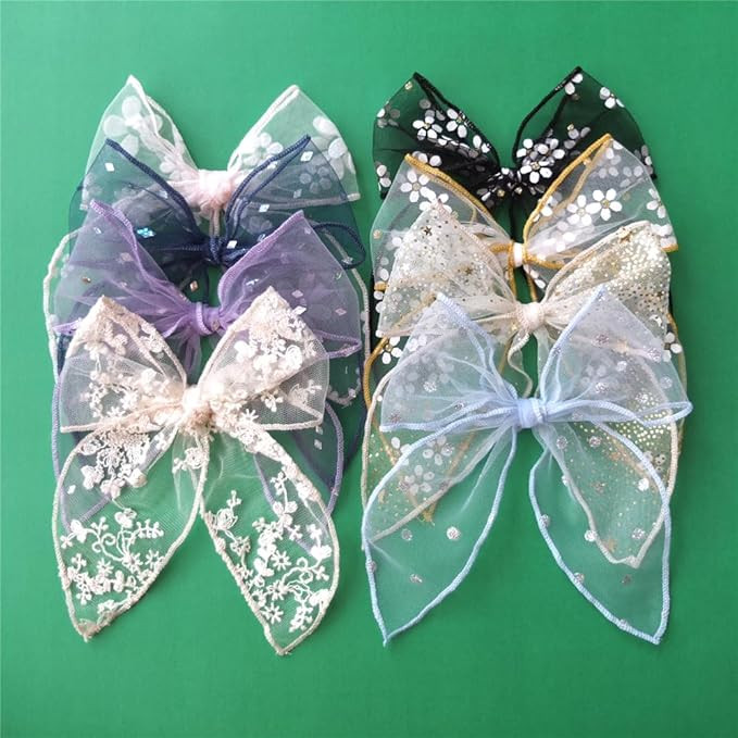 Large Tulle Bow Hair Clips for Baby Girls Lace Hair Bow Women Cottagecore Lightweight Gauze Bow H... | Amazon (US)