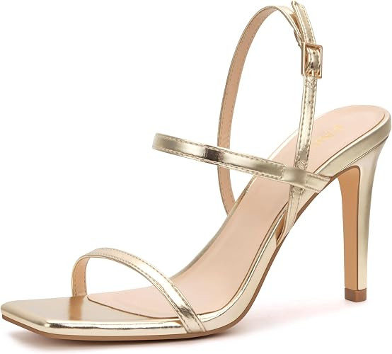 PARTY Women's Strappy High Heel Sandals Square Toe Ankle Strap | Comfortable Open Toe Dressy Sand... | Amazon (US)