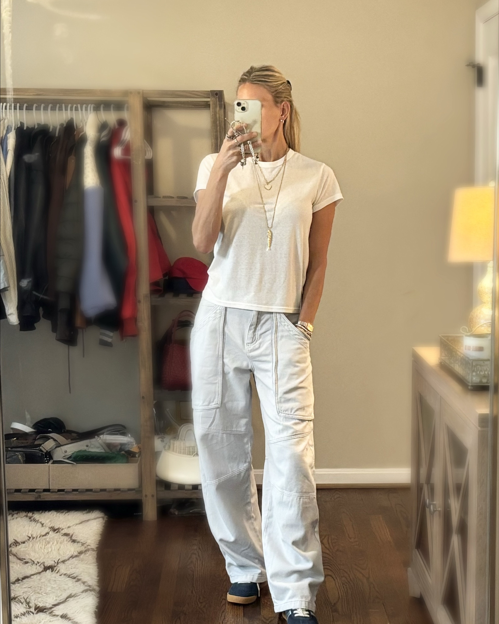 When it’s cool and rainy I gravitate to comfort. These @Zara cargo pats are perfect! Paired with my new a fun sneaker Andy gave white t-shirt!

#LTKootd #LTKOver40