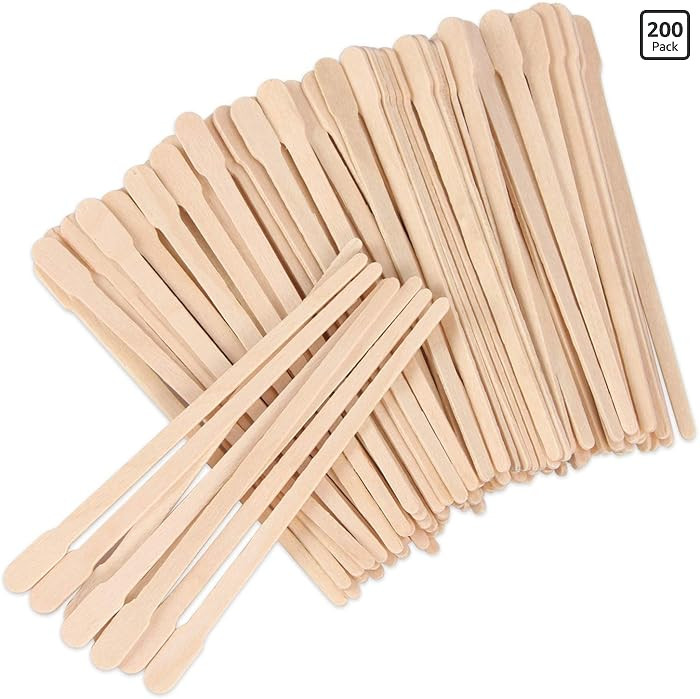200 Pcs Wooden Eyebrow Waxing Sticks with Handle for Hair Removal - Face, Leg, Facial, and Eyebro... | Amazon (US)