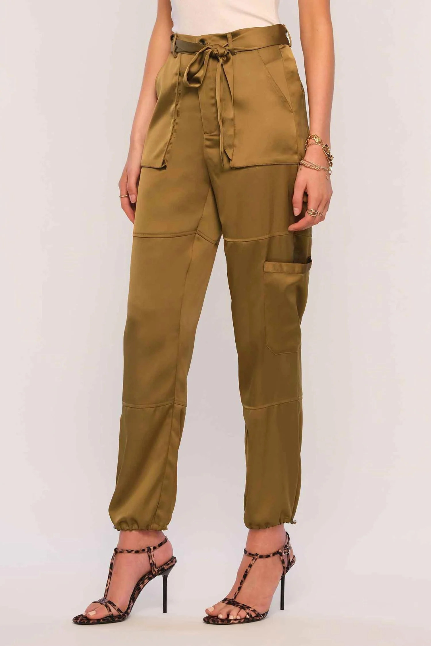 Satin Jogger Pant In Bronze | Shop Simon