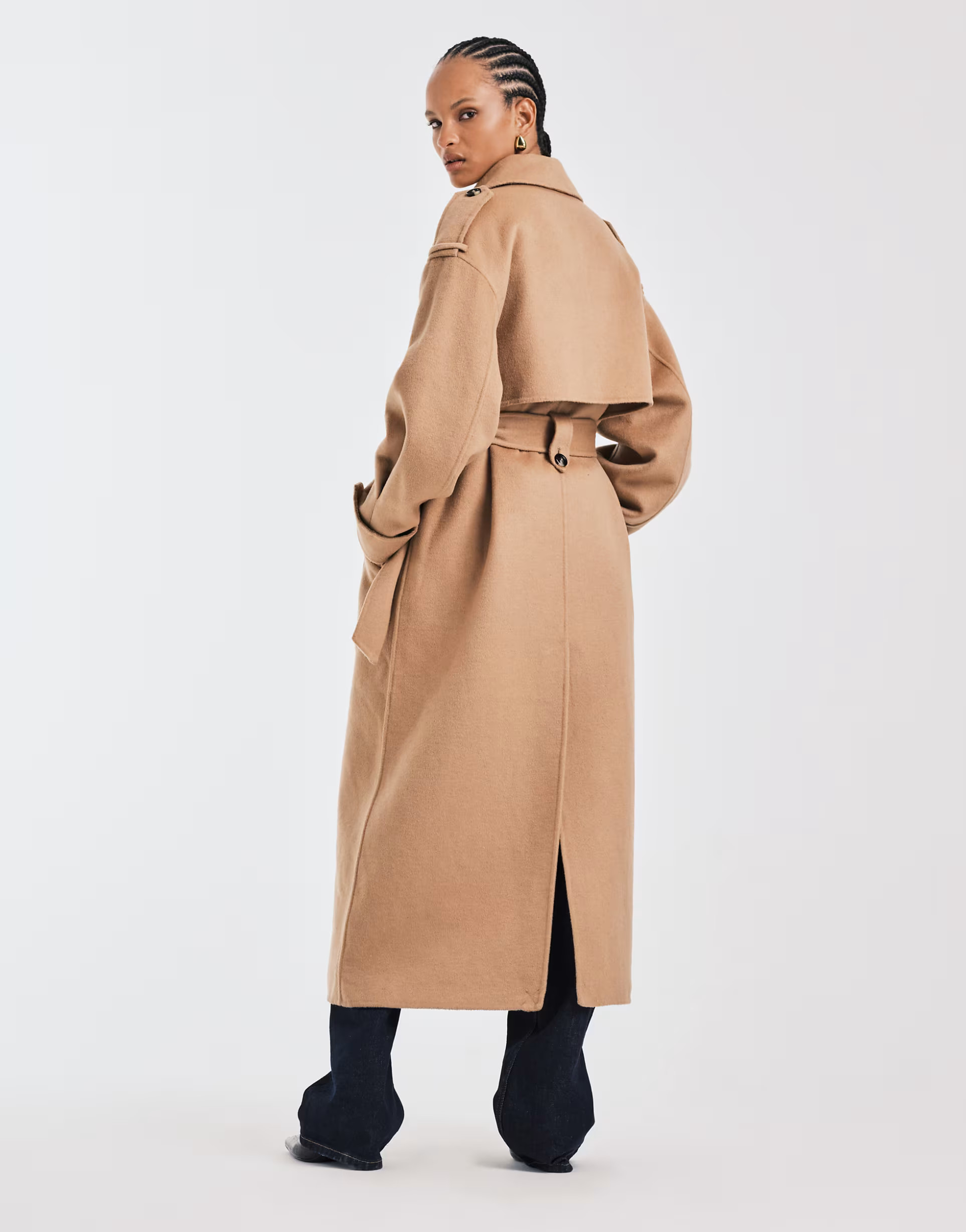Mango premium wool blend maxi trench coat in brown | ASOS (Global)