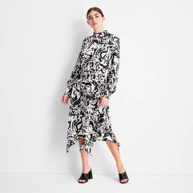Women's Long Sleeve Mock Neck Asymmetrical A-Line Dress - Future Collective™ with Kahlana Barfi... | Target