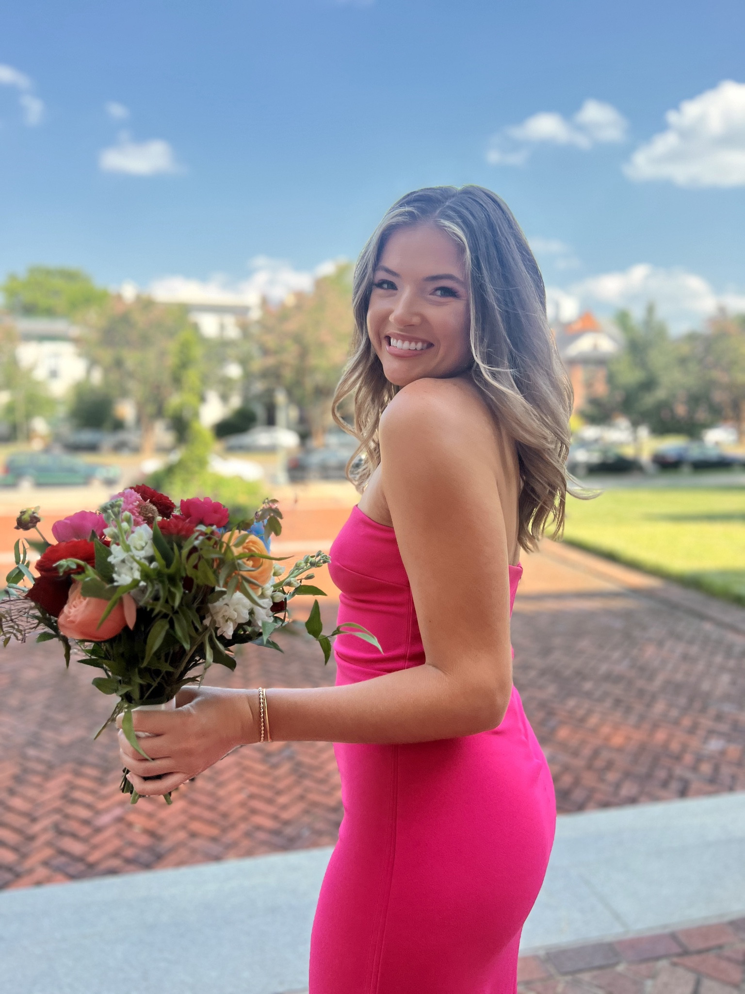 asher strapless dress in pink madelinefowler on LTK