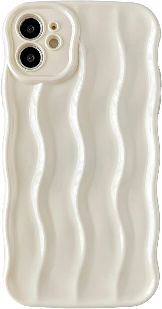 Caseative for iPhone 11 Case,Water Ripple Pattern Curly Wave Frame Soft Phone Case (White) | Amazon (US)