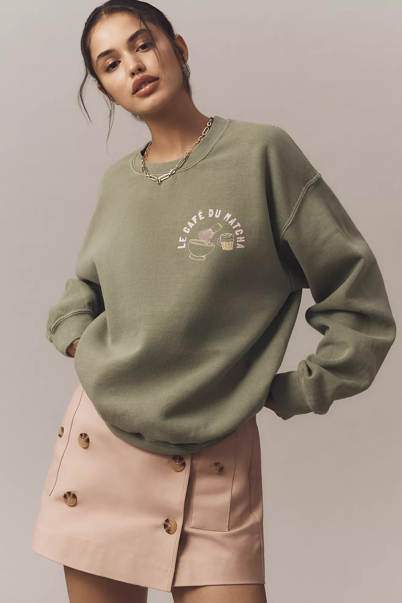 By Anthropologie Le Café du Matcha Graphic Sweatshirt | Anthropologie (US)
