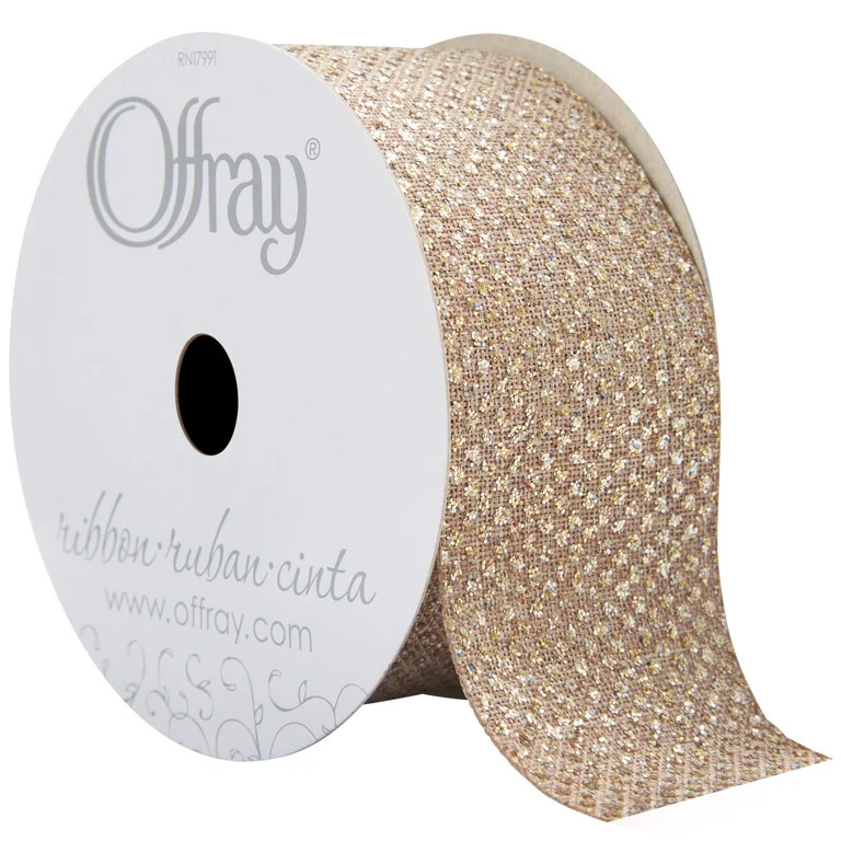 Offray Ribbon, Natural 1 1/2 inch Linen-Look Ribbon, 9 feet | Walmart (US)