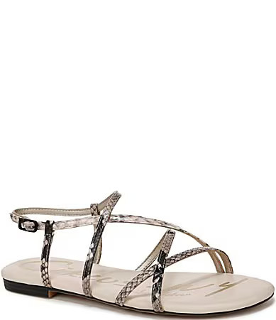 Circus NY by Sam Edelman Rebecca Snake Print Strappy Flat Sandals - 10 | Dillard's