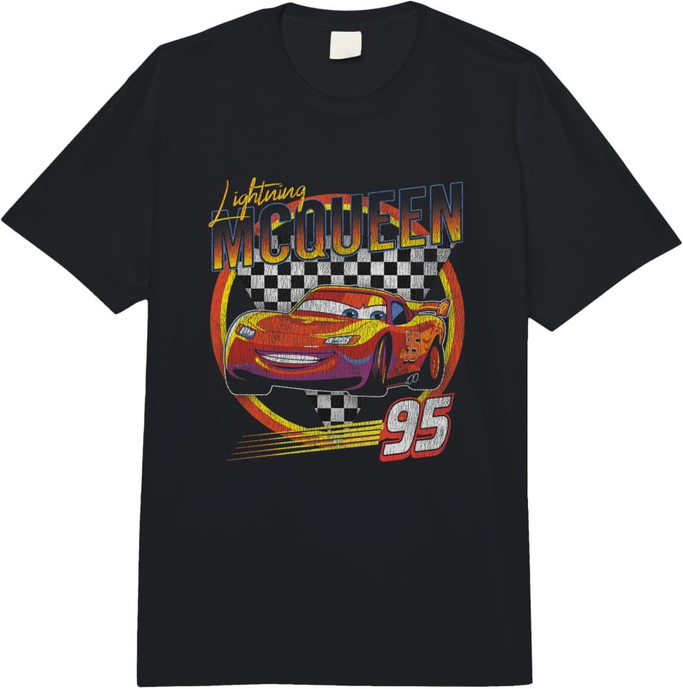 Disney Pixar Cars Lightning McQueen Vintage Race Comfort Colors Adult Heavyweight T-shirt | Amazon (US)