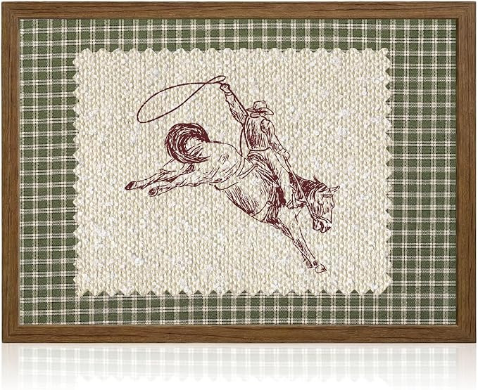 Cowboy Canvas Wall Art Western Pictures Wall Decor Vintage Striped Cowboy Rodeo Print Southwest R... | Amazon (US)