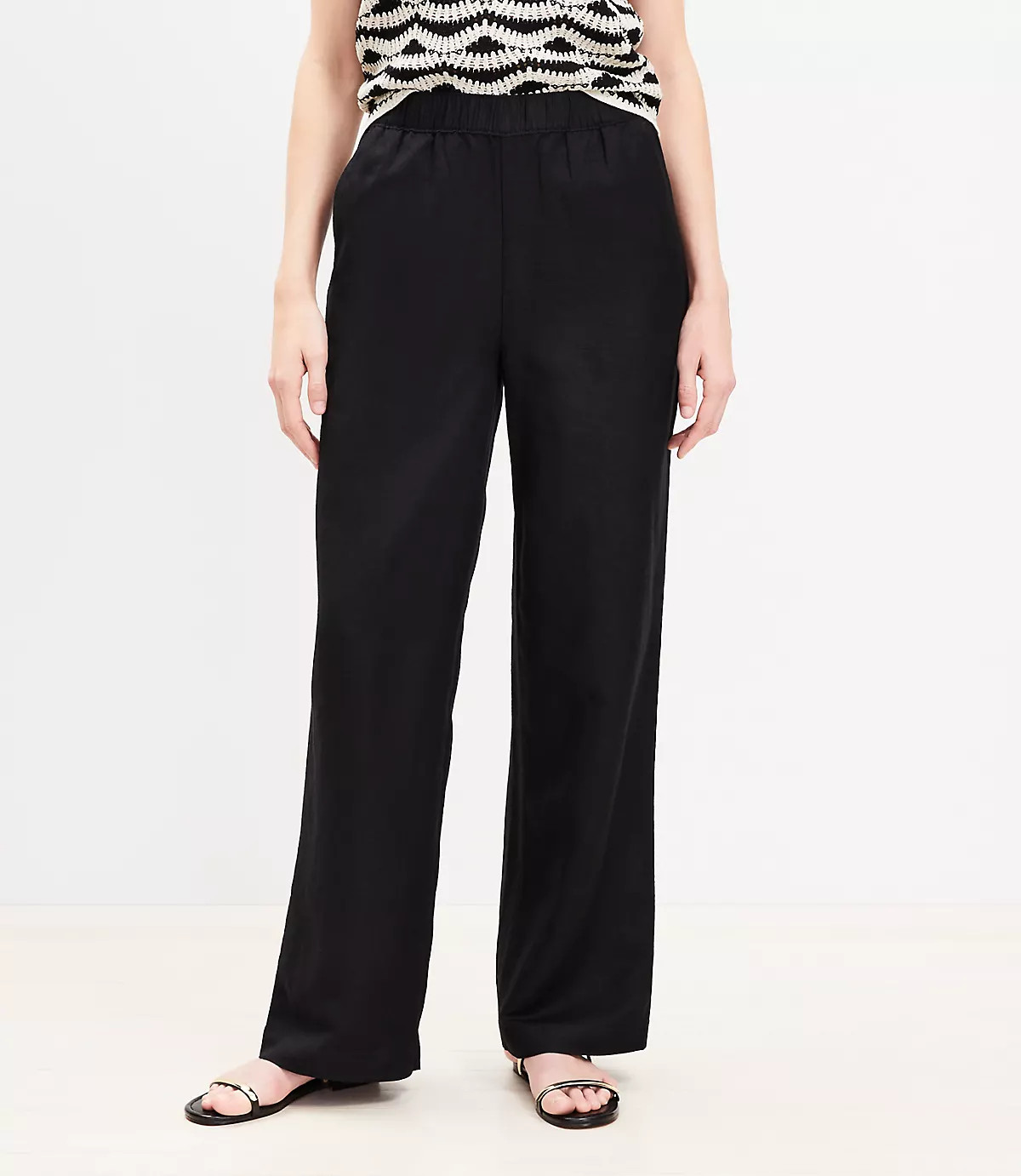 Pull On Straight Pants in Linen Blend | LOFT