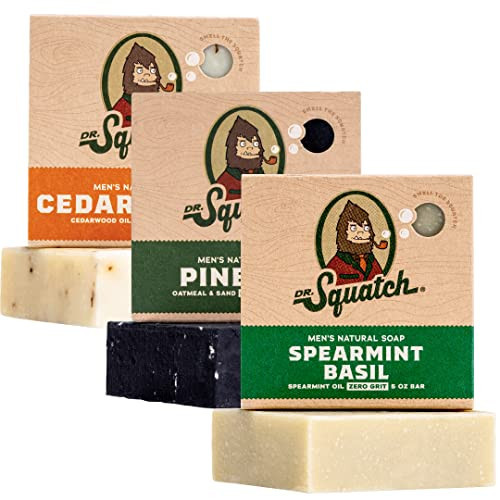 Dr. Squatch Natural Bar Soap for Men - Cold Process Soap with No Harsh Chemicals - Pine Tar, Cedar Citrus & Spearmint Basil (5 oz, 3-Pack) | Amazon (US)