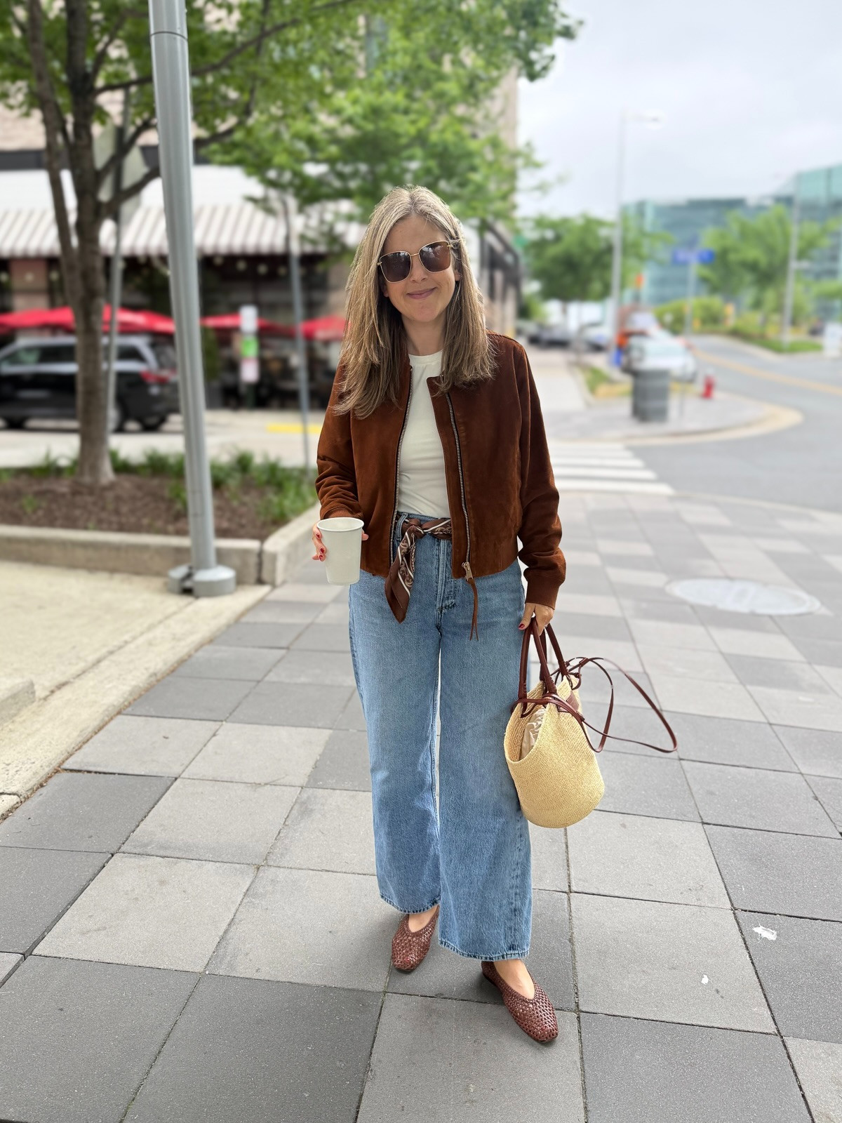 I wear this scarf in lots of different ways throughout the year, and this is one of my favorites! Fall outfit inspiration, fall outfit idea, how to wear a silk scarf as a belt 

 #LTKmomlife #LTKOver40