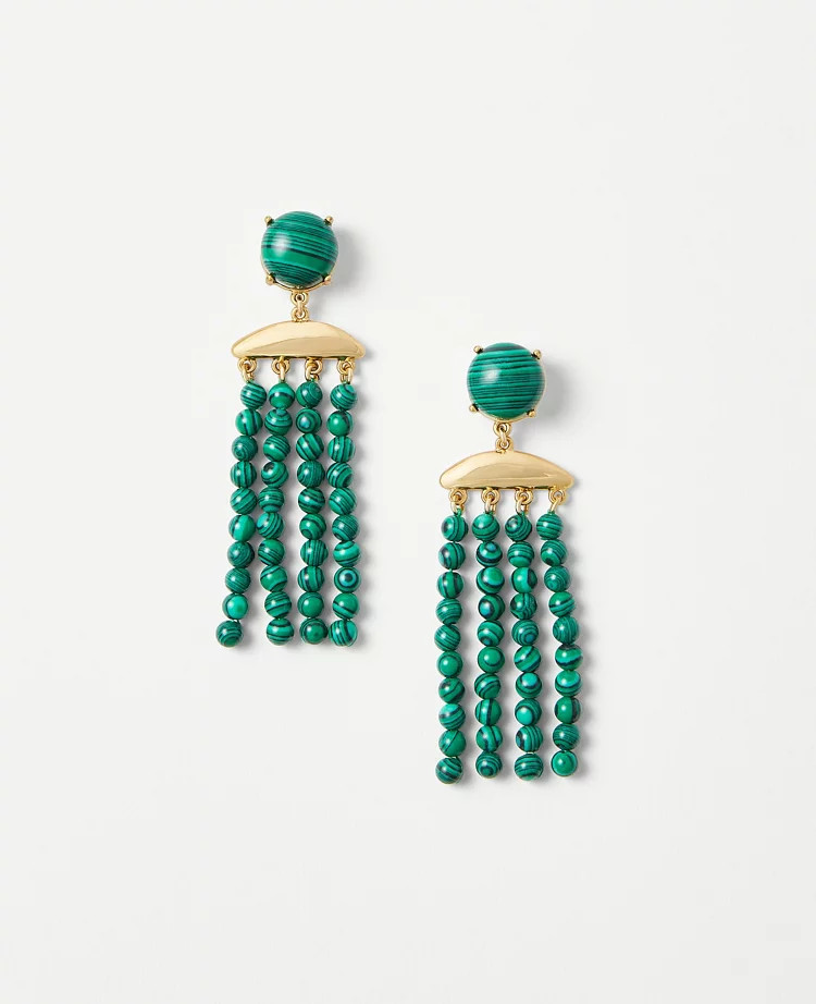 Marbleized Beaded Tassel Statement Earrings | Ann Taylor (US)