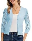GRACE KARIN Women's Summer Cardigan Lightweight V Neck Lace 3/4 Sleeve Button Front Sweaters     ... | Amazon (US)