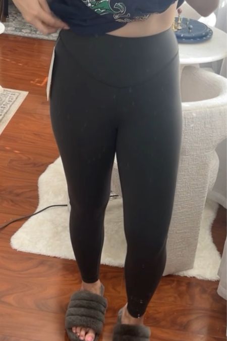 I LOVE THESE LEGGINGS! I got the graphite gray in 25" length but they fit full length on me. I took a 6, I am usually a 6 in lulu leggings and shorts  but an 8 in sports bras and tanks etc. More color options available! I love the circular waistband. 

#LTKfitness #LTKfindsunder100 #LTKstyletip